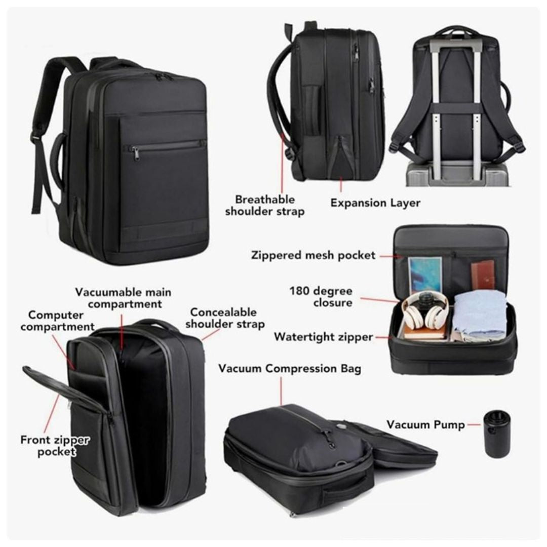 Mochila Expandible con Compresión al Vacío para Viaje
