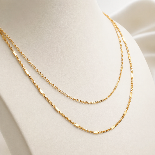 Collar Doble Dorado Minimalista
