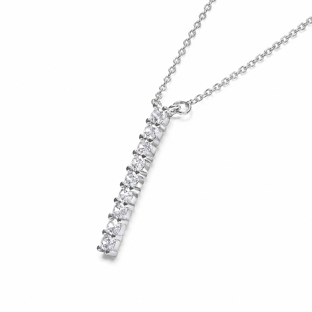 Collar rectangular plateado con circonias