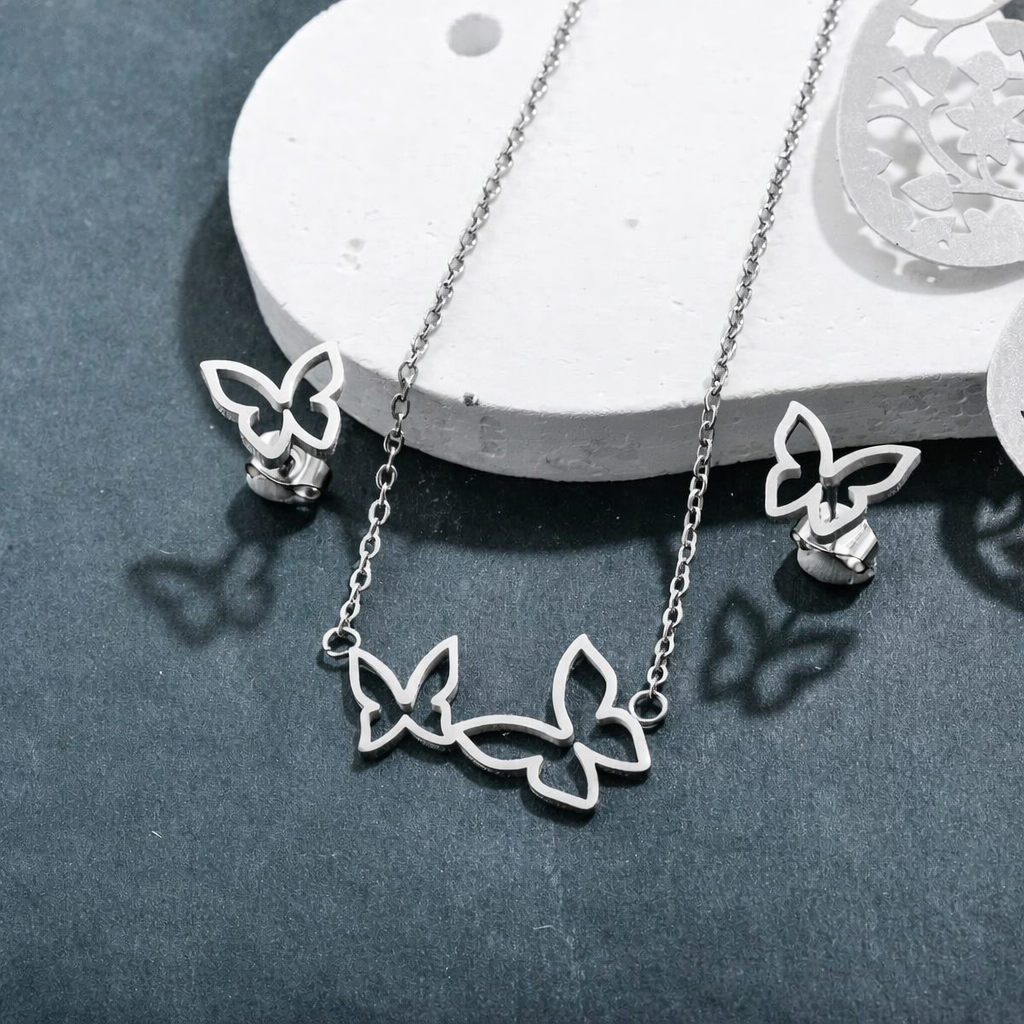 Conjunto Plateado de mariposas
