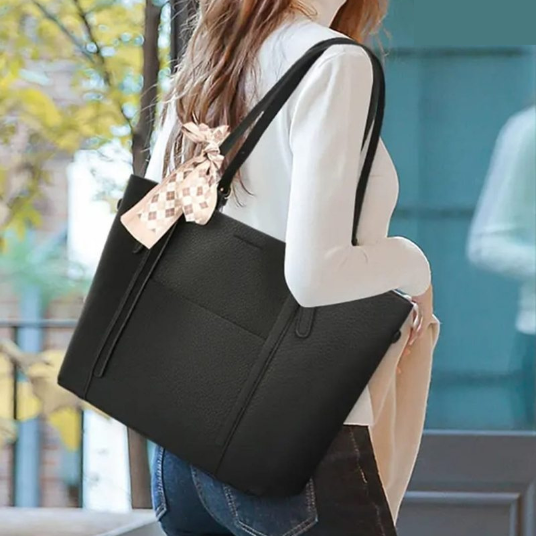 Cartera Tote con Pañuelo Decorativo y Correa Ajustable