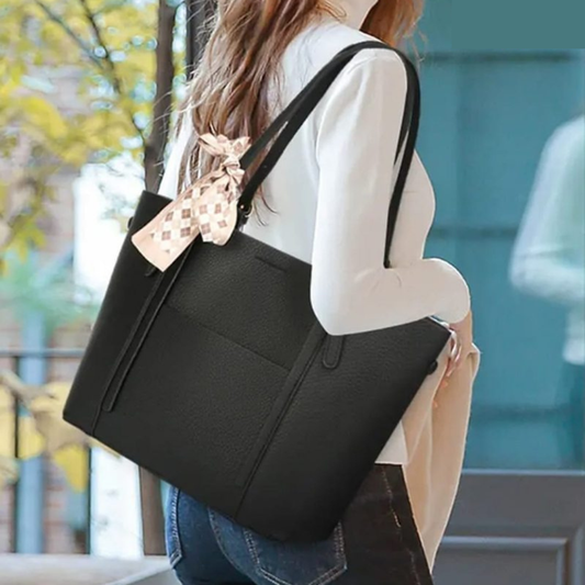 Cartera Tote con Pañuelo Decorativo y Correa Ajustable