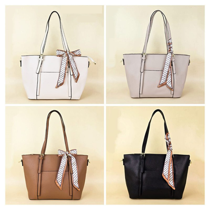 Cartera Tote con Pañuelo Decorativo y Correa Ajustable