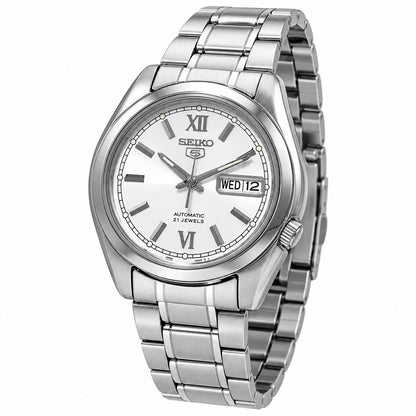 Seiko 5 Automático SNKL51K1 – Esfera Plateada/Blanca y Acero