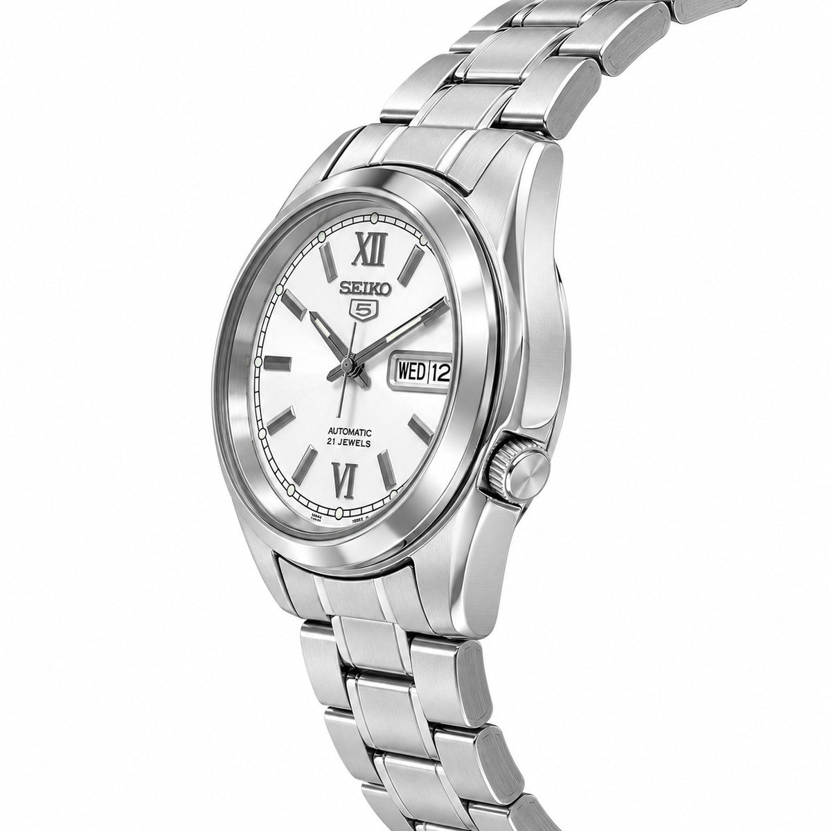 Seiko 5 Automático SNKL51K1 – Esfera Plateada/Blanca y Acero
