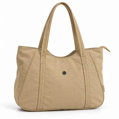 Bolso tote de hombro con cierre y bolsillos