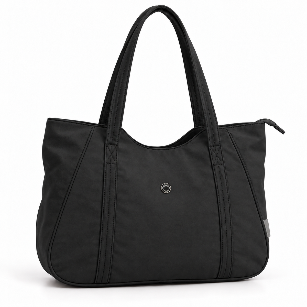 Bolso tote de hombro con cierre y bolsillos