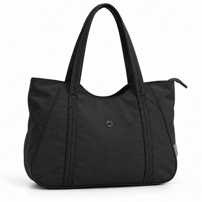 Bolso tote de hombro con cierre y bolsillos