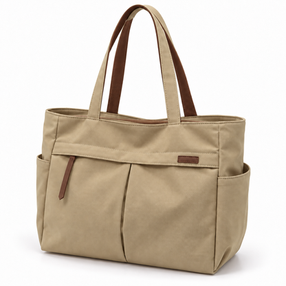 Cartera tote con bolsillos y cierre