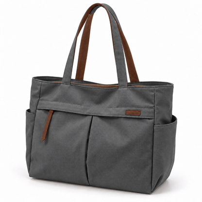 Cartera tote con bolsillos y cierre
