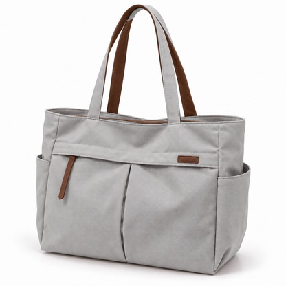Cartera tote con bolsillos y cierre
