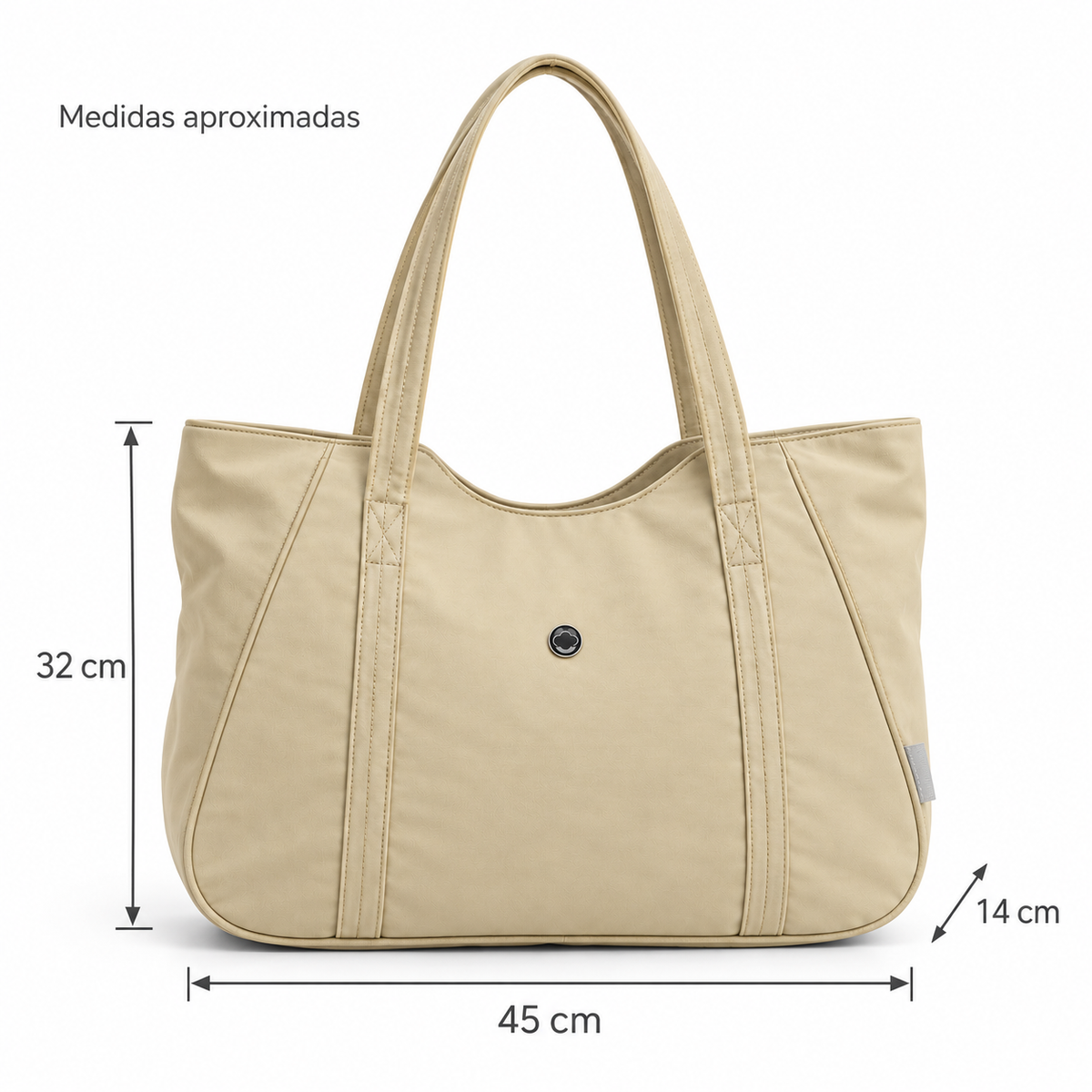 Bolso tote de hombro con cierre y bolsillos