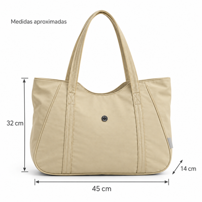 Bolso tote de hombro con cierre y bolsillos
