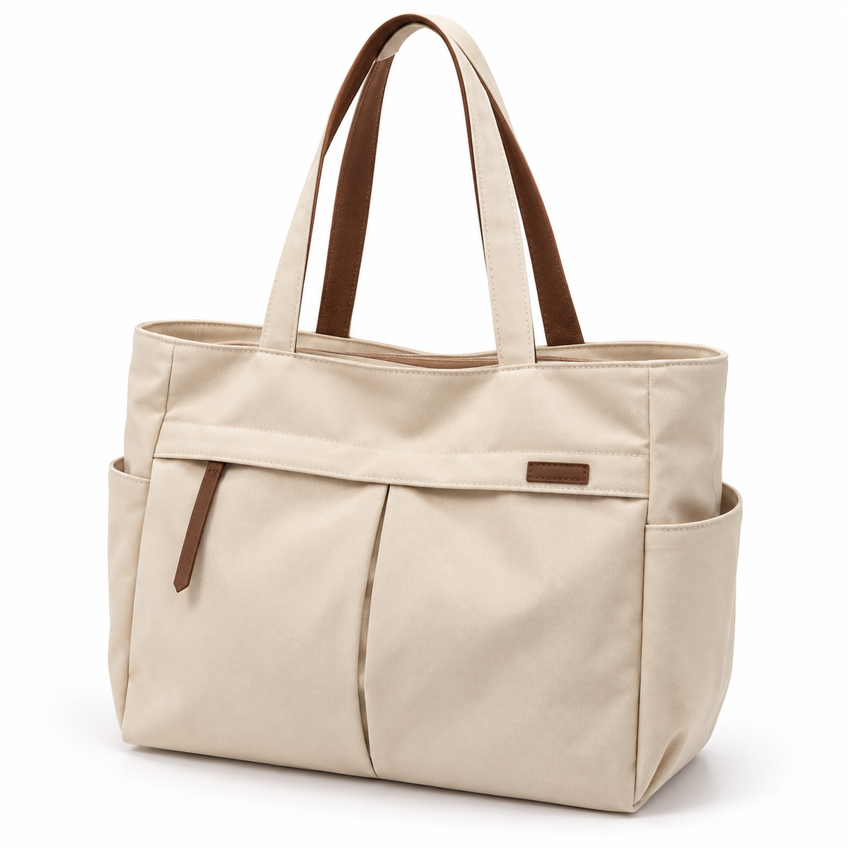 Cartera tote con bolsillos y cierre