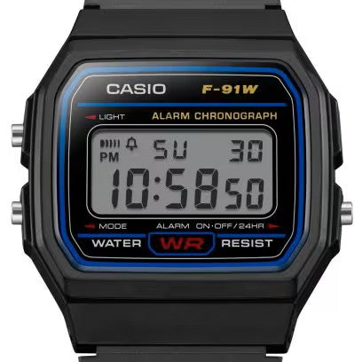 RELOJ CASIO CABALLERO NEGRO F-91W-1D