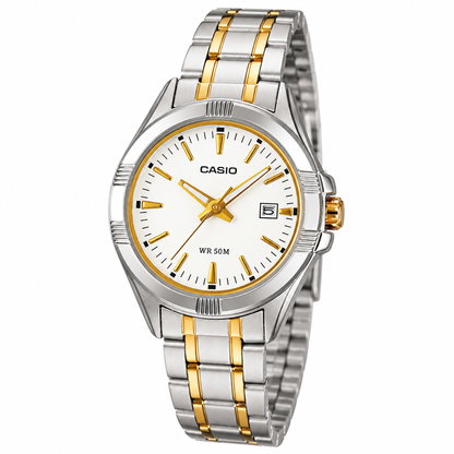 Casio LTP-1308SG-7AVDF – Mujer Bicolor Blanco/Dorado
