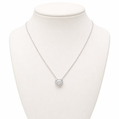 Collar corazón plateado con circonia