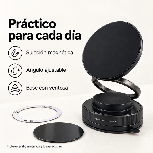Soporte magnético para celular con ventosa – Auto y contenido