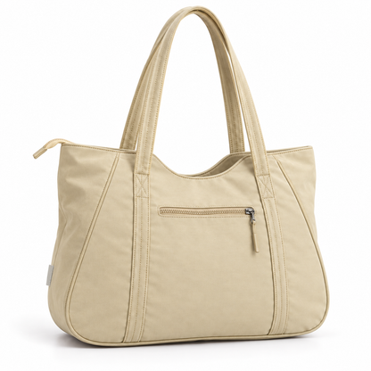 Bolso tote de hombro con cierre y bolsillos