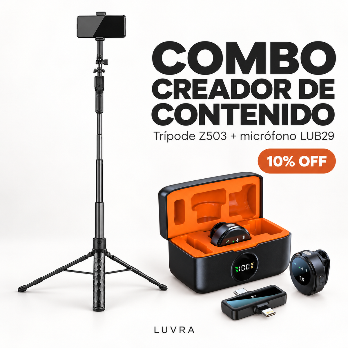 Combo Creador de Contenido – Trípode Z503 + Micrófono LUB29