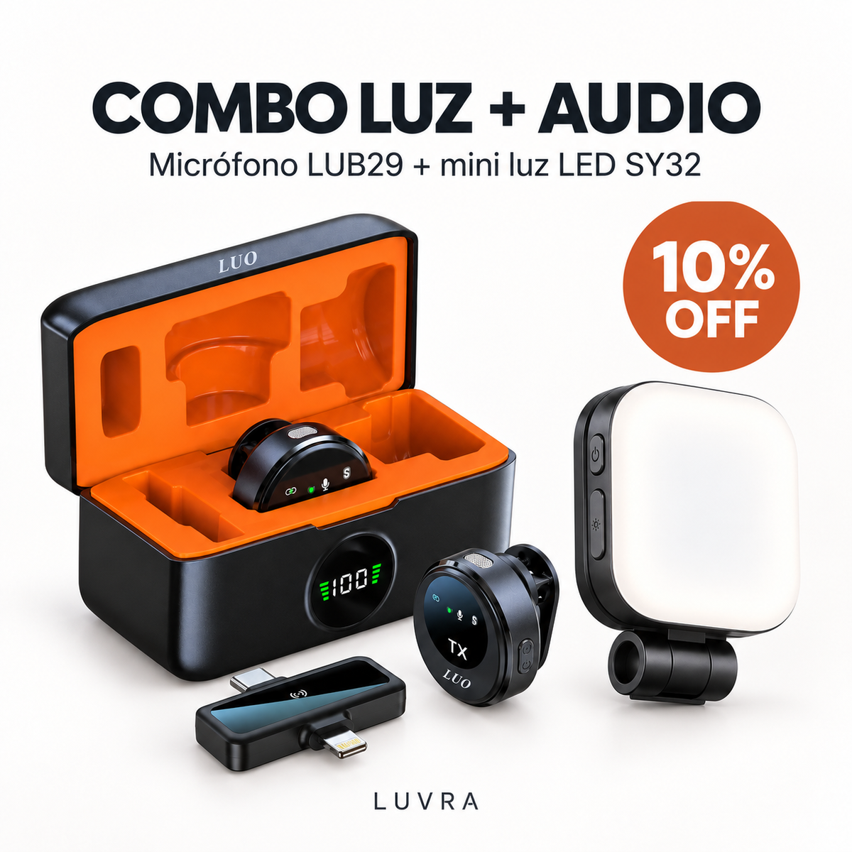 Combo Luz + Audio – Micrófono LUB29 + Mini Luz LED SY32