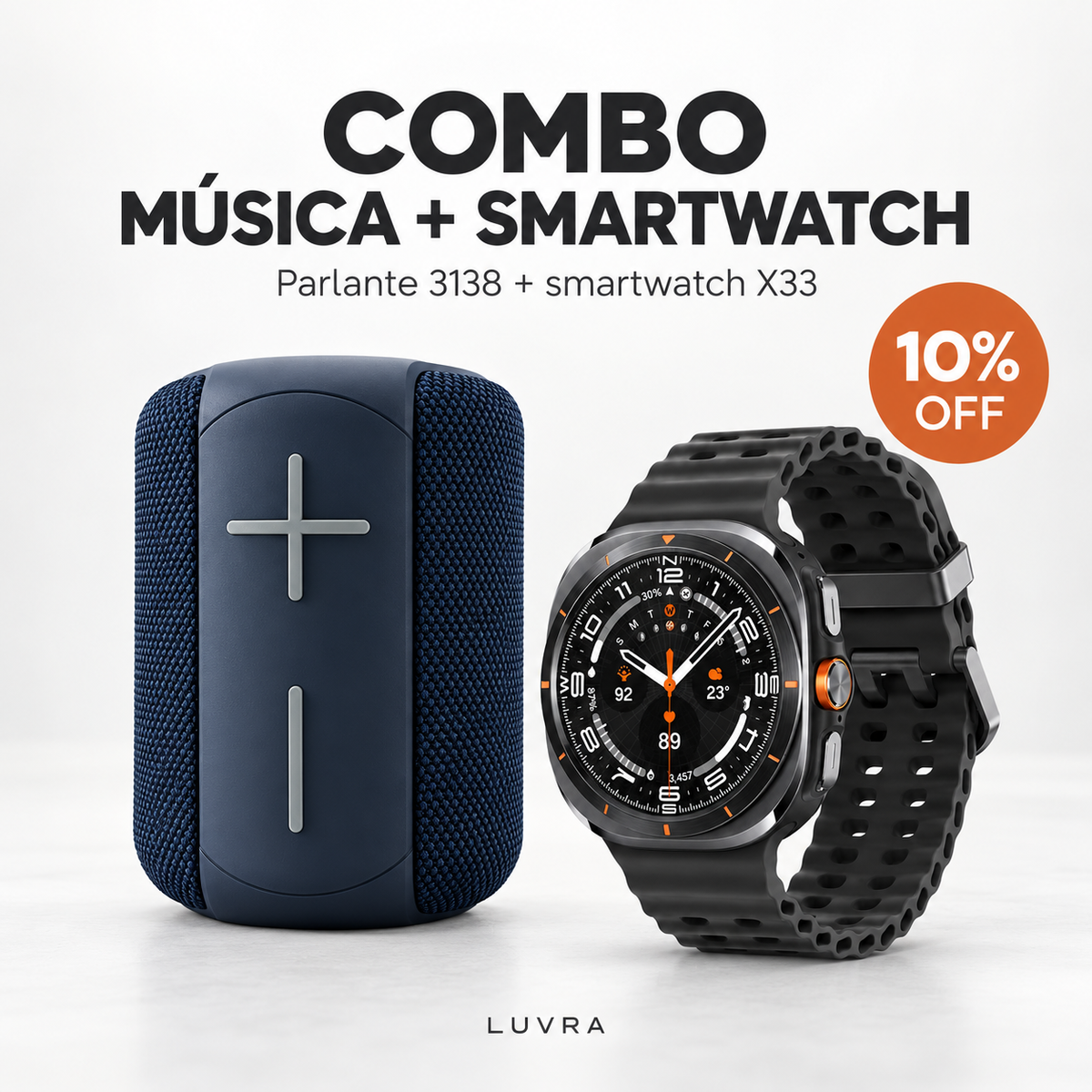 Combo Música + Smartwatch – Parlante 3138 + Reloj X33