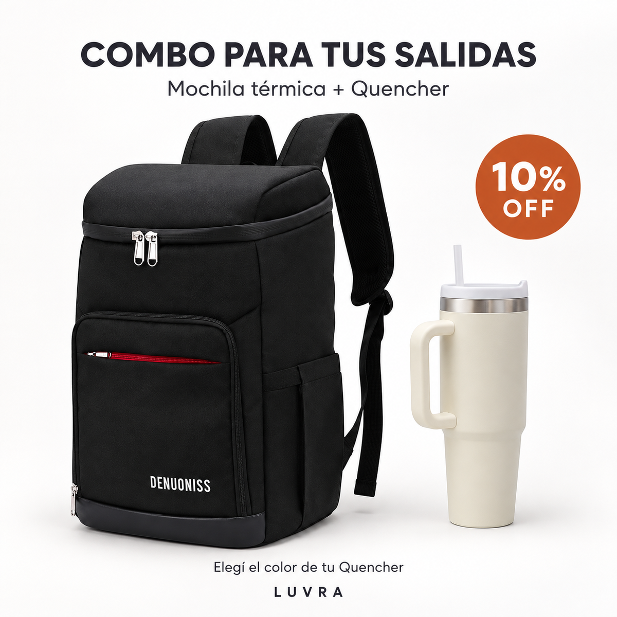 Combo para tus Salidas – Mochila Térmica Negra + Quencher