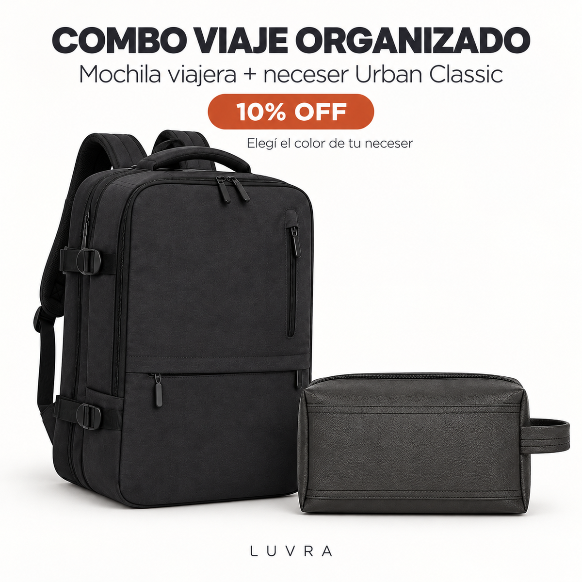 Combo Viaje Organizado – Mochila Viajera + Neceser Urban Classic