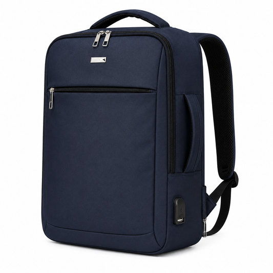 Mochila Ejecutiva Porta Notebook con Puerto USB – Azul Marino