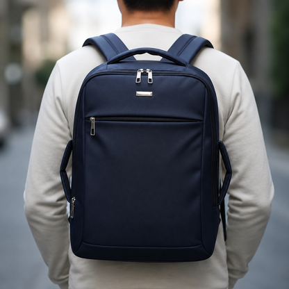 Mochila Ejecutiva Porta Notebook con Puerto USB – Azul Marino