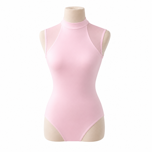 Malla de Danza Brisa Ruggio – Cuello Alto con Tul | Rosa